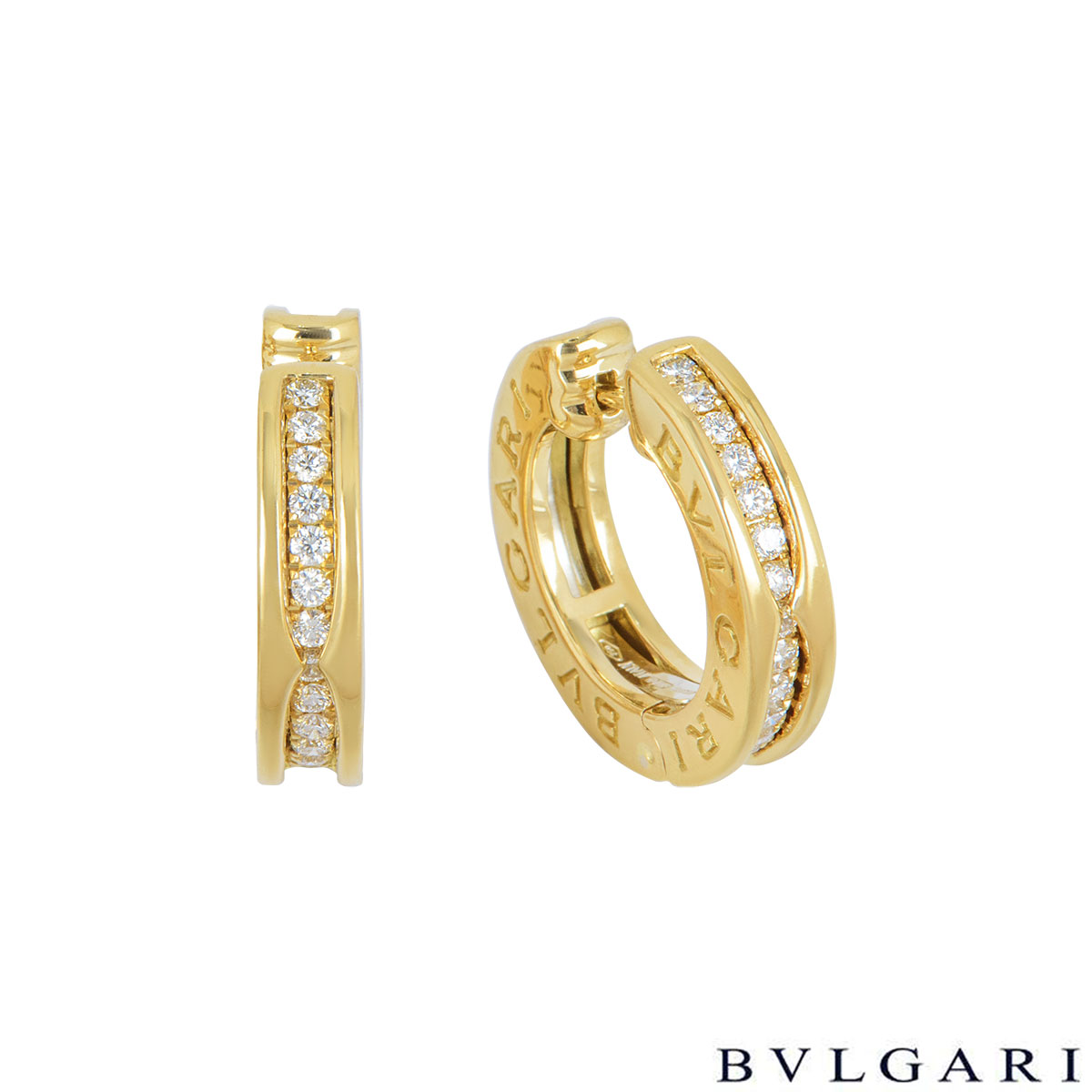Bvlgari Yellow Gold Diamond B.Zero1 Set Hoop Earrings | Rich Diamonds